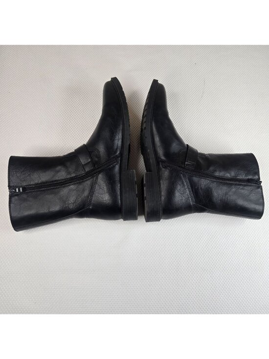 Frye Ojai Black Moto Buckle Boots Mens Size 12M Vegan Leather